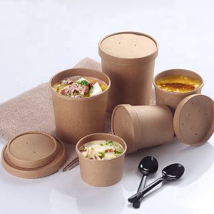 CHANGLE 25Pack 26oz Paper Bowls Disposable with Lids,Kraft Paper Soup Bowls,Soup Containers for Restaurants,Delis and Cafes 